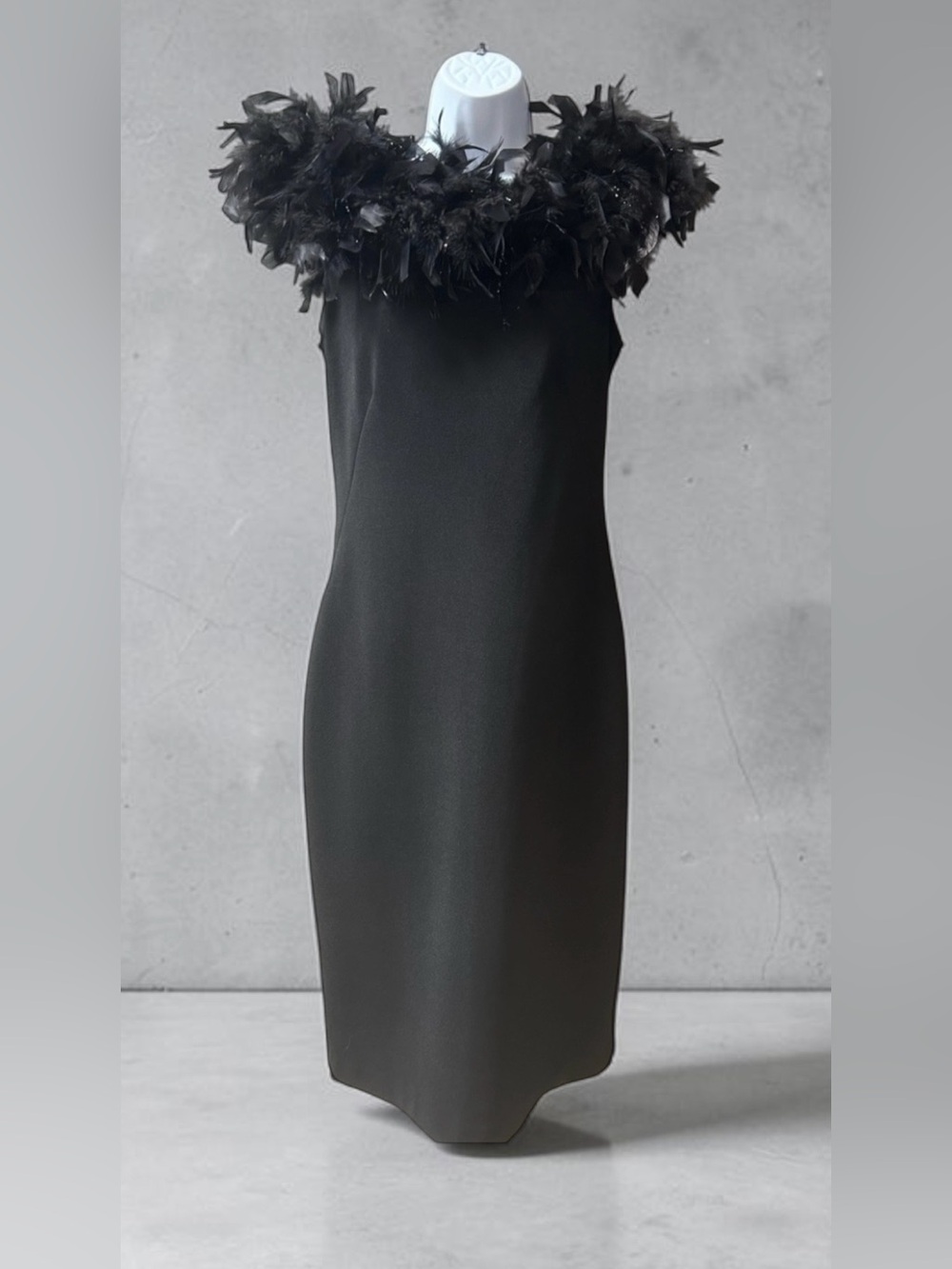 Joseph Ribkoff Black Feather Trim Cocktail Dress Size 4